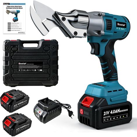 Cisaille à Tôle sans Fil, Moteur Brushless avec 2 Batteries 4.0Ah, Coupe-Tôle Électrique pour Métal 1,5mm (1/5)