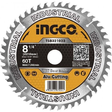 Disco per Taglio Legno a 60 Denti Ø da 210 mm INGCO per Smerigliatrice Circolare (1/2)
