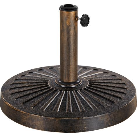 Yaheetech Base per Ombrellone da Giardino Esterno Rotonda in Resina e Ferro per Veranda/Patio/Terrazzo/Bordo Piscina 14KG Bronzo (1/5)