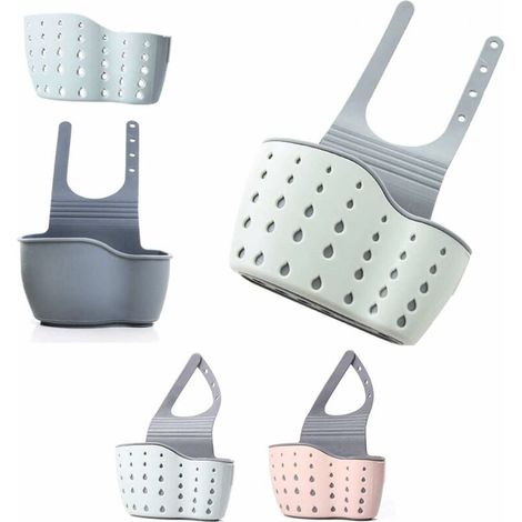2 Sponge Holders for Suspended Kitchen Sink, Kitchen Utensil Holder, Sponge Holder for Sink with Sink Basket (Pink + Green) (1/4)