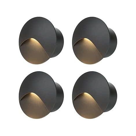 Lot de 6 spots LED d'escalier 3W, spot encastré rond 85mm, blanc chaud, boîtier noir (1/5)