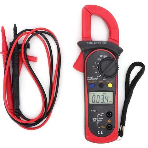 ST201 Pinza Amperimétrica Digital Automática DC/AC, Probador de Diodos, Resistencia y Voltaje (Rojo) (1/5)