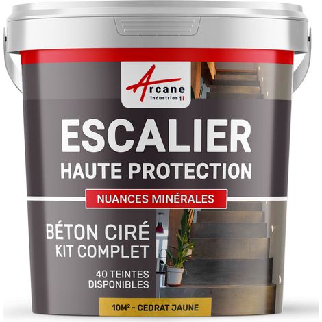 Béton ciré escalier, kit complet - 10 m² (en 2 couches) Cédrat Jaune - ARCANE INDUSTRIES