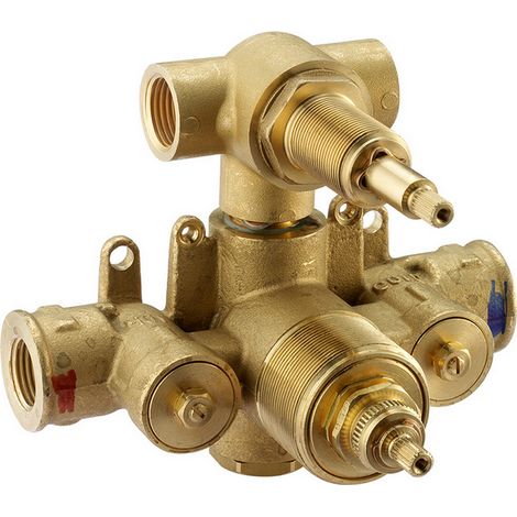 Huber – Corps encastrable de douche thermostatique à 2 sorties – ZB01810104 – Déviation 3 fonctions – Raccords standard 1/2"G inclus