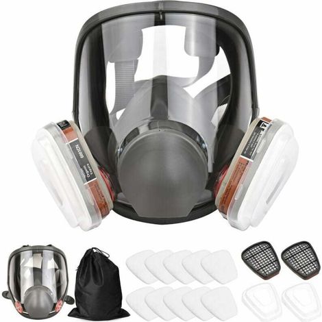 Masque complet silicone 16en1 avec filtres coton 7 pièces protection ammoniac (1/5)