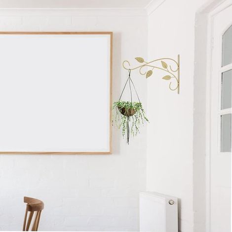 Pflanzenhaken 2 Stück 30 cm Blumenhaken Pflanzenhänger Metall Wandhaken Wandhalterung Wandhaken für Pflanzen Pflanzenhänger aus Eisen Wandhaken Gold (1/4)