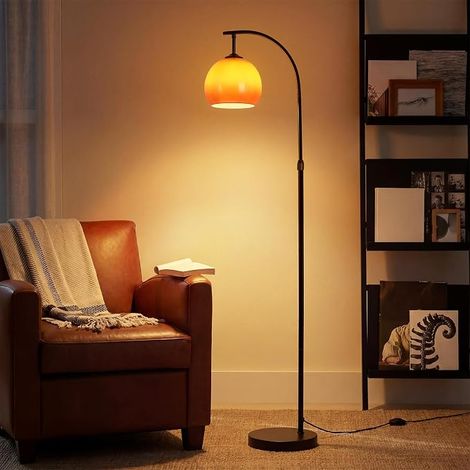GBLY E27 Bogenlampe Wohnzimmer Stehlampe mit Fußschalter 140-160cm Eisen Glas Lampenschirm drehbarer Arm max 40W 220-240V für Schlafzimmer Studie (1/5)