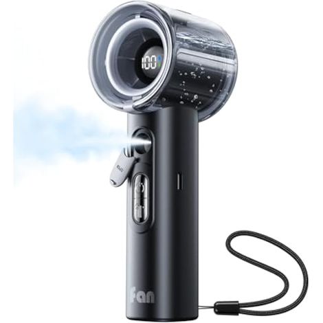 Ventilateur turbo portable avec brumisateur, 25 000 tr/min, réservoir d'eau de 50 ml, rechargeable par USB, ventilateur personnel de poche (1/5)