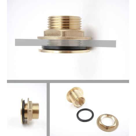 Rain barrel fitting, 3-part - 1" x 3/4"