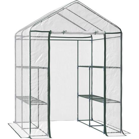 SERRA DA GIARDINO IN PVC TRASPARENTE SCAFFALI PER PIANTE 143 X 143 X 195 CM (1/5)