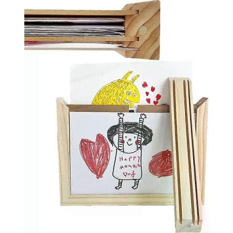 Cadre photo créatif en bois pour enfants, rotatif et interchangeable, idéal pour les portraits de famille et la décoration murale. (1/4)