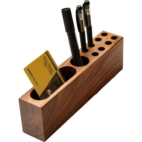 Porte-Stylo Acacia en Bois - Organisateur Minimaliste Bureau Porte-Cartes Business Design Élégant [23x4x7cm] (1/4)