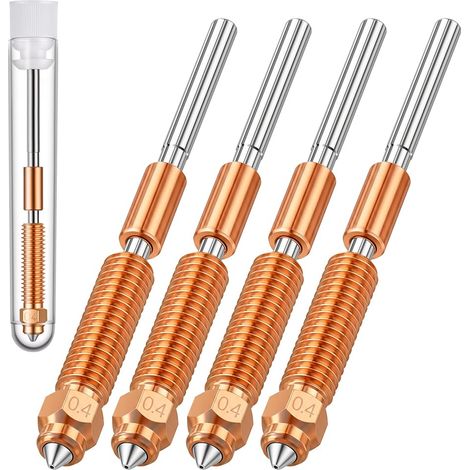 4 PCS Buse K1C 0,4mm, Buse d'imprimante 3D 0,4 mm K1C tout métal intégré, à Changement Rapide,Buse en Acier Trempé en Alliage de Titane-Cuivre,Compatible avec K1/K1 Max,Ender 3 V3 (1/5)