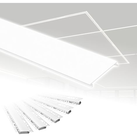 HEXIM LED Trockenbauprofil 2m Aluminium Profil Unterputz Lichtleiste für LED-Streifen inkl. Abdeckung: ALED 4 - 40mm Leuchtbreite, opale Abdeckung