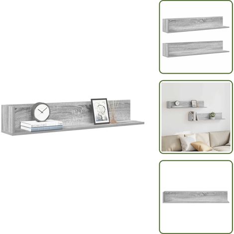 Wandregale 2 Stk. Grau Sonoma 100x16,5x16,5 cm Holzwerkstoff - Wandregal - Wandregale - Schwebendes Regal - Schweberegal (1/5)