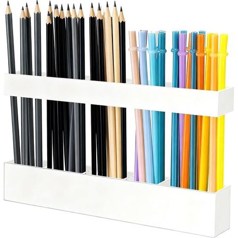 Almacenamiento de pajitas - Soporte para pajitas - Organizador de cocina - Instalación sin taladrar - 26 cm de largo - Blanco (1/5)
