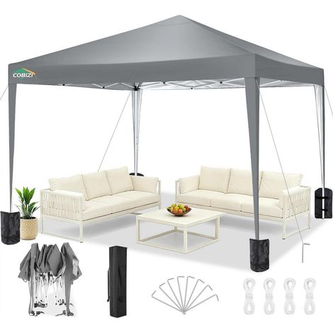 Faltpavillon 3x3m Wasserdicht UV-Schutz Stabil Grau mit Tragetasche (1/5)