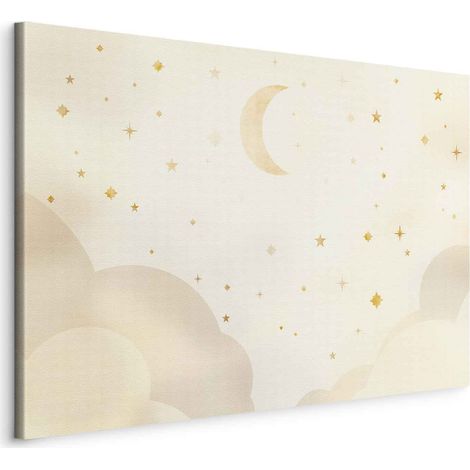 Immagine - Notte luminosa - la luna accompagnata da molte stelle su uno sfondo luminoso / Notte stellata (1/3)