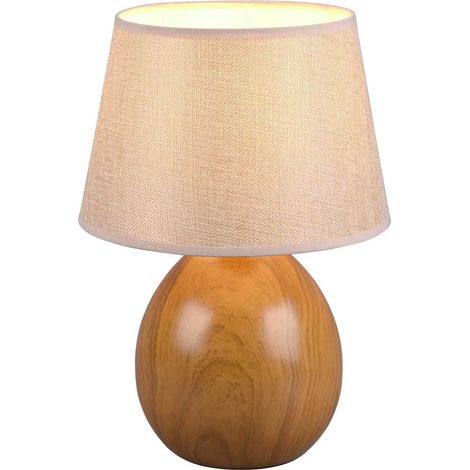 Lampe de table Luxor céramique brune, abat-jour beige (1/5)