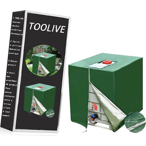 Bache pour Cuve 1000L, Bâche de Protection Solaire pour réservoir d'eau de Pluie IBC, Anti-poussière Anti-UV, Housse de Protection, bâche de Protection vert (116 x 100 x 120 cm) (1/5)