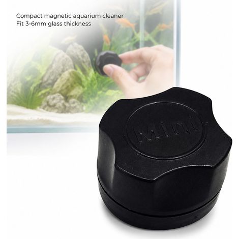 Spazzola magnetica per acquario - Pulizia facile - Vetro da 3-6 mm - Plastica nera compatta 3,7 cm - Accessorio per la manutenzione dell'acquario (1/5)