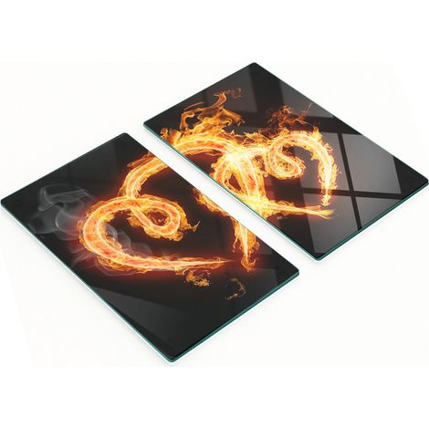 Multifunktionale, dekorative Glasplatten für die Küche, Feuerherzen, 2 x 30 x 52 cm (1/5)