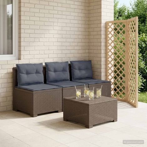 Divano da giardino 3 posti con cuscini in look rattan 3 posto vidaXL