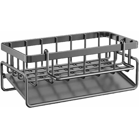 Étagère de rangement pour évier de cuisine, porte-serviettes, étagère de rangement sous évier (avec bac de drainage, peut contenir des éponges) Accessoires de salle de bain - Gris (1/5)