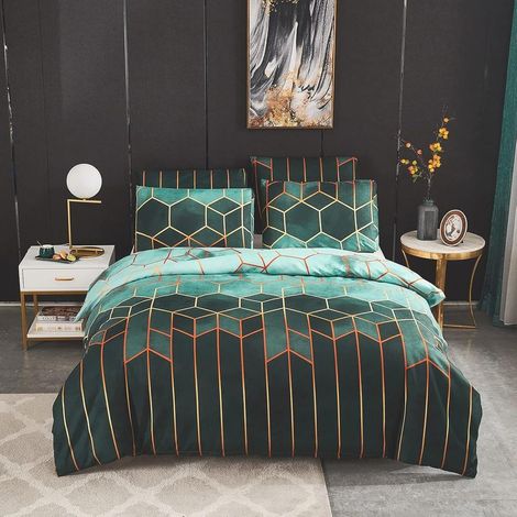 200x200cm Duvet Cover Set with 2 Pillowcases 50x65cm, Boho Geometric Print Microfiber Bedding Set (1/5)