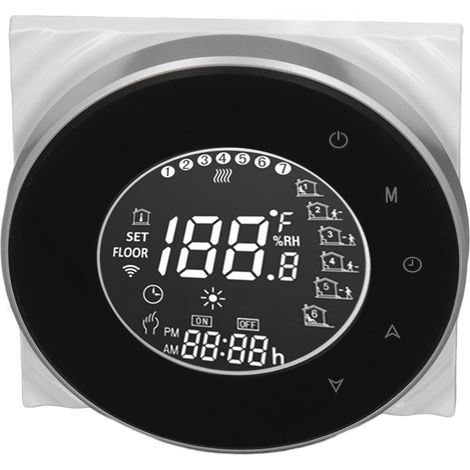 Thermostat intelligent pour chauffage au sol avec commande vocale par téléphone, écran tactile LCD et Wi-Fi, compatible avec les systèmes de chauffage électrique 95-240 V CA. (1/5)