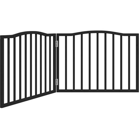 Barrière de sécurité pour chien animaux de compagnie pliable 2 panneaux bois de peuplier noir