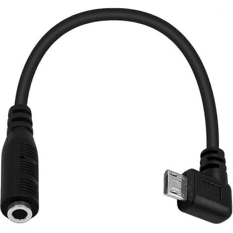 Câble adaptateur audio micro USB vers jack 3,5 mm, audio vers micro USB, câble coudé micro USB mâle vers jack 3,5 mm femelle 4 pôles pour micro-cravate actif (1/5)
