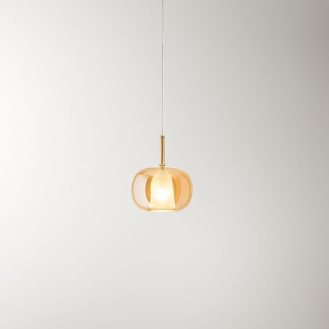Suspension En Verre Borosilicate 8248, Ambre Transparent, Diamètre 22,5 Cm, Douille E27, Design Moderne Et Élégant - Perenz, Haute Qualité. (1/2)
