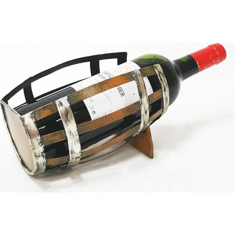 Cantinetta portabottiglie in metallo forma di barile 1 posto (1/2)