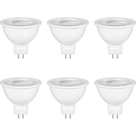 Ampoule GU5.3 LED 5W Spot, Blanc Neutre 4000K, Équivalent 35W 50W Halogène, 500LM, AC/DC 12V, 120° Angle, GU5.3 Base à 2 Broches, Non-dimmable, LED Spot MR16 Lampe Réflecteur, lot de 6 (1/5)