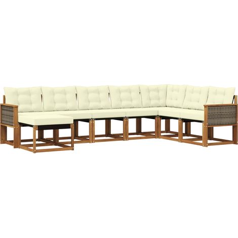 Conjunto de sofás de exterior con cojín 8 pcs Natural y Crema vidaXL (1/5)
