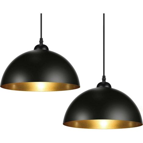 Coppia Lampadari Sospensione Moderno Design Industriale Lampada Metallo Nero Oro (1/5)