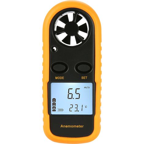 Anémomètre numérique LCD portable, mesure de vitesse du vent et température avec écran rétroéclairé (1/4)