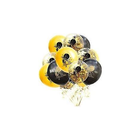 15 ballons décoratifs à paillettes, constellation du Verseau, pour mariage, anniversaire, noir, doré et transparent. (1/2)