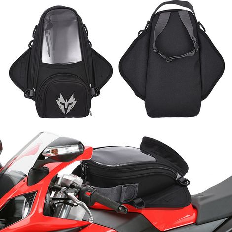 Accessoires moto, sacoche de réservoir, aimant à dégagement rapide, sacoche pour téléphone portable avec système de navigation, sacoche de moto, gris. (1/5)
