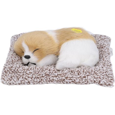Chien endormi réaliste, adorable chiot endormi, jouet pour enfants, décoration, cadeau pour garçons et filles, bloc blanc cassé (1/5)