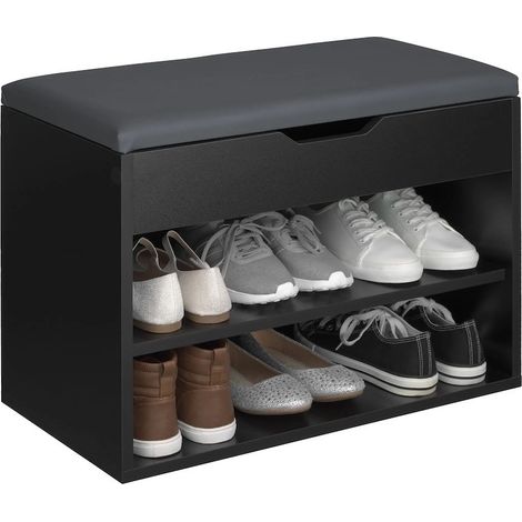 Banc ou meuble à chaussure noir 60X30X43. Avec coussin (1/5)
