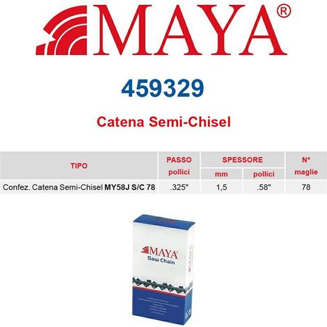 Catena confezionata .325&quot 1.5 mm - .058&quot 78 maglie senza antirimbalzo profilo Semi tondo - 459329