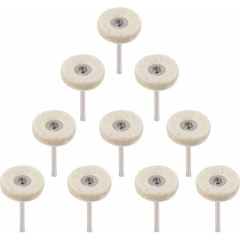 10 pezzi di dischi lucidanti in feltro di lana da 25 mm, dischi lucidanti per trapano, smerigliatrice, spazzole, utensile rotante con manico (1/5)