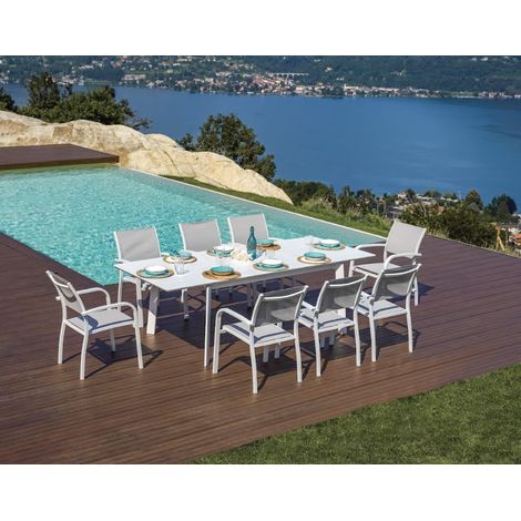 Tavolo allungabile in alluminio 160/240x102 cm bianco MALIGI HOME MG/GIRASOLE Bianco - Alluminio (1/4)