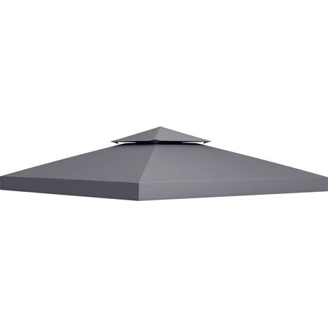 Toit de Remplacement pour pavillon de Jardin Toile de Rechange pour pavillon tonnelle Tente 3 x 3 m Gris (1/5)