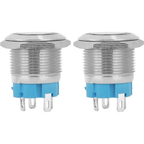 Interrupteurs à bouton-poussoir à réarmement automatique avec voyants verts, 4 broches, indice de protection IP65 (1/5)