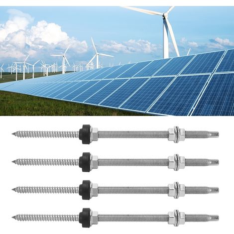 Accessoires pour supports photovoltaïques : vis à bois à double tête en acier inoxydable, support de montage pour panneau solaire 25 cm (1/5)