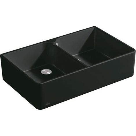 Bloc évier VB 90 x 900 x 550 mm en céramique, Noir pur