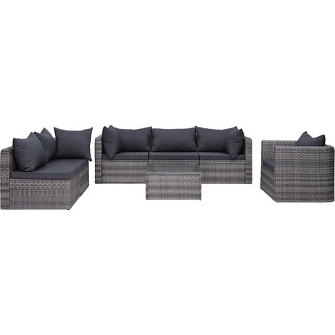 Maison Exclusive - 7-tlg. Garten-Sofagarnitur mit Polster&Kissen (1/5)